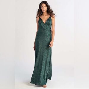 Jenny Yoo Gabriella Backless Dress in Dark Emerald
